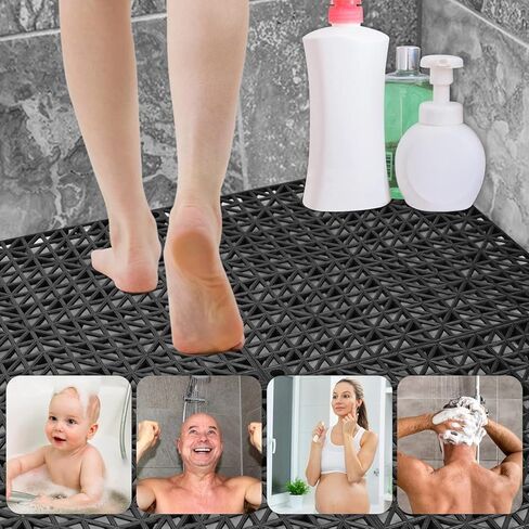 وسادة متشابكة TolanBBT 12P 11.8 "× 11.8" متشابكة ، فتحات استنزاف أرضية متشابكة ، لا تقل عن سقوط الصرف الصحي للسطح ، دش ، مطبخ ، حمام سباحة الصرف ، حمام الساونا ، في الهواء الطلق الداخلي (الأسود) in Kuwait