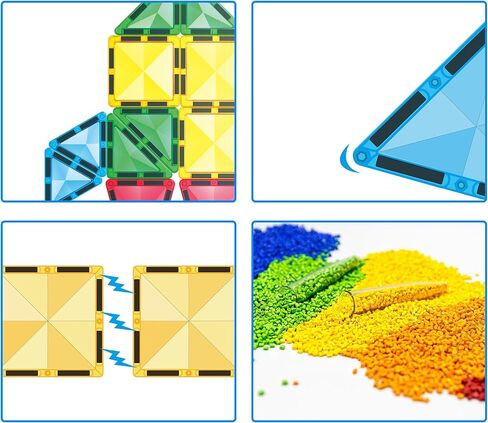 لبنات البلاط المغناطيسية 61pc من البلاط المغناطيسي مع قاعدة شباط القاعدة تحمل حقيبة البناء المغناطيسي البنية بناء مغناطيس ألعاب ما قبل المدرسة مونتيسوري لتعليم البخار الحسي 3+ EP61 in Kuwait