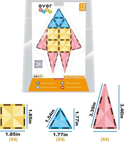 لبنات البلاط المغناطيسية 61pc من البلاط المغناطيسي مع قاعدة شباط القاعدة تحمل حقيبة البناء المغناطيسي البنية بناء مغناطيس ألعاب ما قبل المدرسة مونتيسوري لتعليم البخار الحسي 3+ EP61 in Kuwait