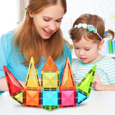 لبنات البلاط المغناطيسية 61pc من البلاط المغناطيسي مع قاعدة شباط القاعدة تحمل حقيبة البناء المغناطيسي البنية بناء مغناطيس ألعاب ما قبل المدرسة مونتيسوري لتعليم البخار الحسي 3+ EP61 in Kuwait