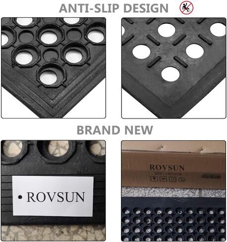 ROVSUN Rubber Floor Mat with Holes, 36''x 60'' Anti-Fatigue/Non-Slip Drainage Mat, for Industrial Kitchen Restaurant Bar Bathroom Utility Garage Pool Entry Door Mat, Indoor in Kuwait