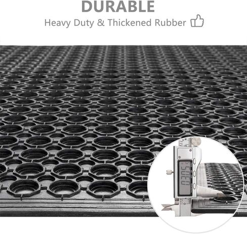 ROVSUN Rubber Floor Mat with Holes, 36''x 60'' Anti-Fatigue/Non-Slip Drainage Mat, for Industrial Kitchen Restaurant Bar Bathroom Utility Garage Pool Entry Door Mat, Indoor in Kuwait