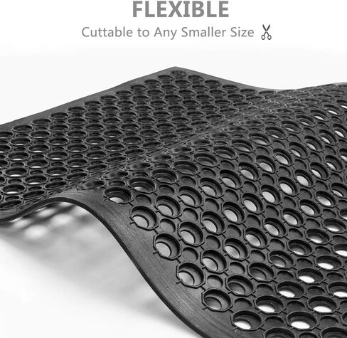 ROVSUN Rubber Floor Mat with Holes, 36''x 60'' Anti-Fatigue/Non-Slip Drainage Mat, for Industrial Kitchen Restaurant Bar Bathroom Utility Garage Pool Entry Door Mat, Indoor in Kuwait