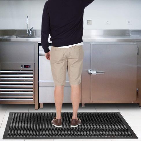ROVSUN Rubber Floor Mat with Holes, 36''x 60'' Anti-Fatigue/Non-Slip Drainage Mat, for Industrial Kitchen Restaurant Bar Bathroom Utility Garage Pool Entry Door Mat, Indoor in Kuwait