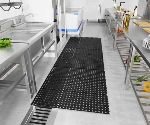 ROVSUN Rubber Floor Mat with Holes, 36''x 60'' Anti-Fatigue/Non-Slip Drainage Mat, for Industrial Kitchen Restaurant Bar Bathroom Utility Garage Pool Entry Door Mat, Indoor in Kuwait