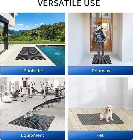 ROVSUN Rubber Floor Mat with Holes, 36''x 60'' Anti-Fatigue/Non-Slip Drainage Mat, for Industrial Kitchen Restaurant Bar Bathroom Utility Garage Pool Entry Door Mat, Indoor in Kuwait