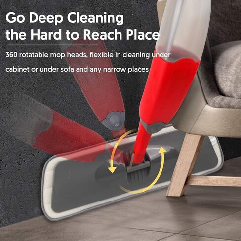 MOPS Homtoyou Spray لتنظيف الأرضية: MOP الرطب لخشب الخشب الصلب الخشب الخشبي فينيل - 3 منصات الألياف الدقيقة القابلة للغسل ل swiffer powermop - يمتص غبار شعر الحيوانات الأليفة in Kuwait