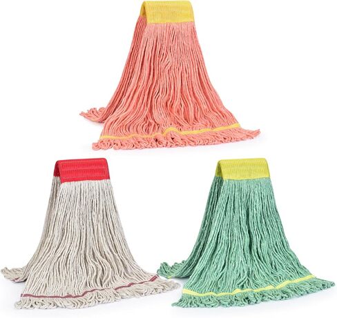 MATTHEW CLEANING Heavy Duty Mop Head Commercial Replacement for General and Floor Cleaning , Wet Industrial Blue Cotton Looped End String Head Refill (Pack of 3) Blue in Kuwait