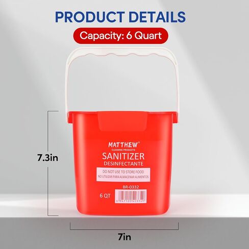 Matthew Red & Green & Blue Penergent و Cleaning Ducket 3 Quart Cleaning Pail ، مجموعة من 3 حاويات مربعة ، صنبور مدمج مع مقبض ، غسل شطف دلو الغسيل اليدوية ، incl.3pcs microfiber cloths in Kuwait