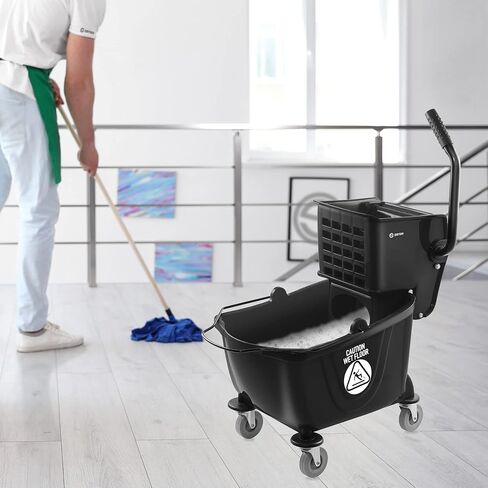 Dryser Commercial Mop Bucket with Side Press Wringer, 26 Quart, Black in Kuwait