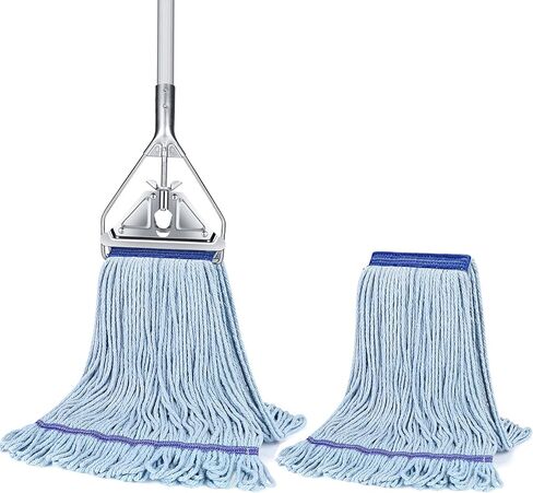 String Mop Heavy Duty for Floor Cleaning- Industrial Commercial Wet Mop with 59inch Mop Handle for Home Garage Office Workshop Warehouse Floor Cleaning in Kuwait