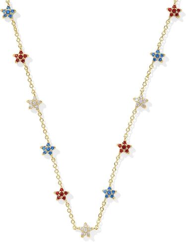 Kendra Scott Womens Sierra Star Crystal Strand Necklace Silver Red White Blue Mix One Size One Size in Saudi Arabia