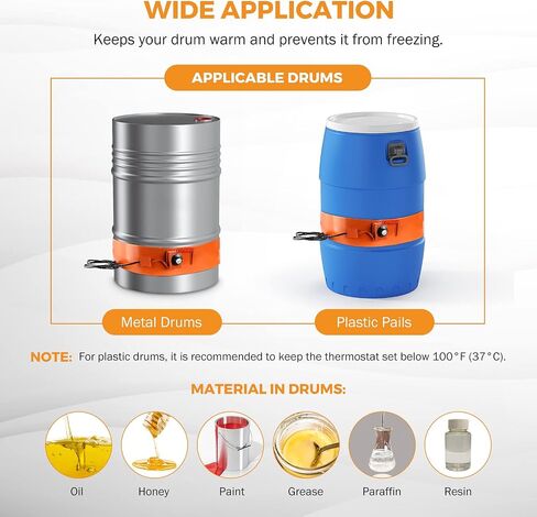 BEAMNOVA Metal Drum Heater 120V Pail Heating Band for 55 Gal Barrel 5 * 68.5 inch Honey Oil Silicone Rubber Heating Band Heavy Duty Temperature Controller in Saudi Arabia