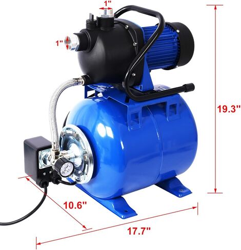 1.6 HP مضخة نفاثة بئر HP مع خزان ضغط ، 1000 GPH ، الفولاذ المقاوم للصدأ ، ومضخة مياه أوتوماتيكية 110 فولت للحديقة ، والمنزل ، والري في الحديقة ، ونقل المياه ، والأزرق in Kuwait
