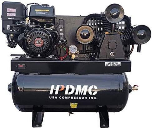 13HP Gas Powered Air Compressor, 3-Cylinder, 30 Gallon Horizontal Tank, Piston Pump Air Compressed System (125 PSI @ 44 CFM) in Kuwait