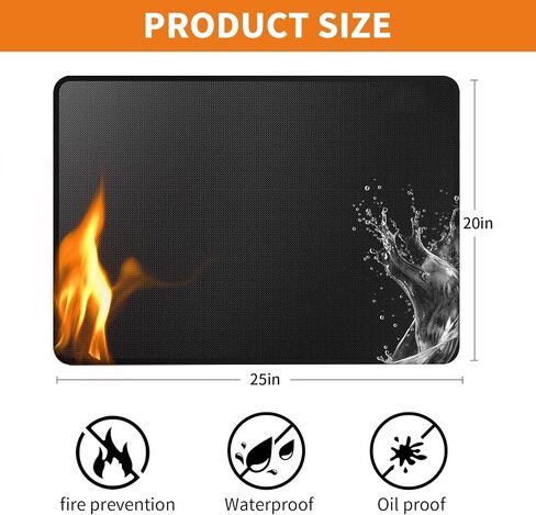 Heat Resistant Grill Mat, 25 x 20 inches Double-sided fireproof and waterproof BBQ protection mat Multi-Purpose for Grills Pizza Ovens Smokers Black in Kuwait