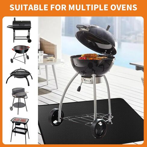 Heat Resistant Grill Mat, 25 x 20 inches Double-sided fireproof and waterproof BBQ protection mat Multi-Purpose for Grills Pizza Ovens Smokers Black in Kuwait