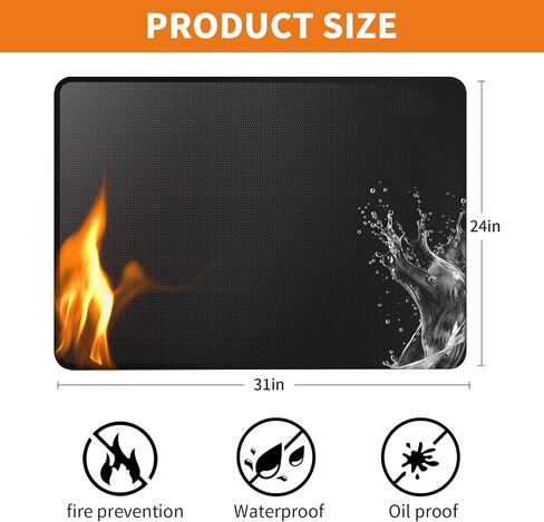 Heat Resistant Grill Mat, 25 x 20 inches Double-sided fireproof and waterproof BBQ protection mat Multi-Purpose for Grills Pizza Ovens Smokers Black in Kuwait