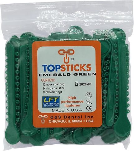 O&S Dental Topsticks عالي الأداء يرتبط الرباط المرن كل الألوان (الزمرد الأخضر) in Kuwait