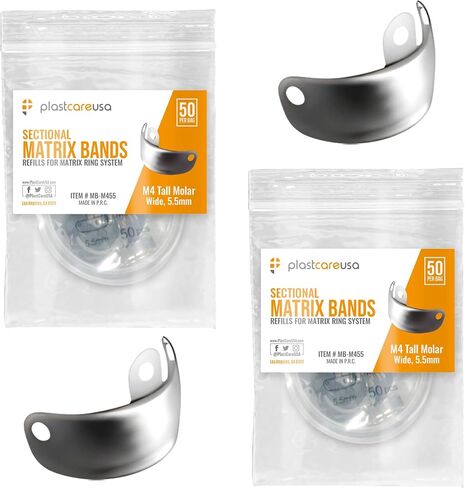100 5.5mm M4 Decidious (Large) Dental Metal Matrices Sectional Contoured Matrix Refills by PlastCare USA in Kuwait