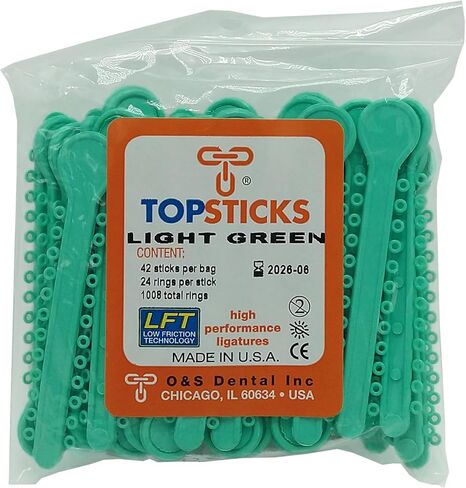 O&S Dental Topsticks عالي الأداء يرتبط الرباط المرن كل الألوان (الزمرد الأخضر) in Kuwait