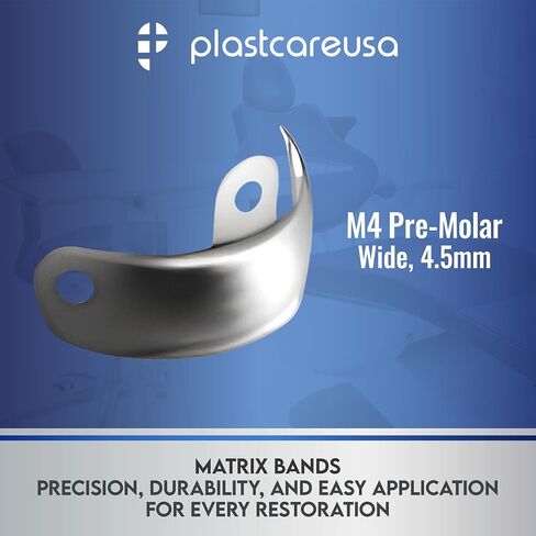 100 5.5mm M4 Decidious (Large) Dental Metal Matrices Sectional Contoured Matrix Refills by PlastCare USA in Kuwait