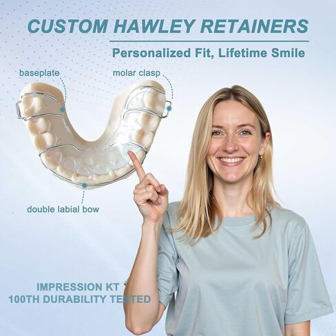 Hawley Dental Retainers, Custom Guard for Upper and Lower Teeth (Pink) in Kuwait