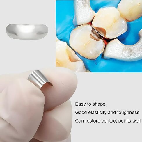 50pcs مصفوفة الأسنان 35μm مصفوفات معدنية الأسنان الناعمة المقطوعة القريبة المقطوعة لملء واستعادة الأسنان الأمامية والخلفية (متوسطة) in Kuwait