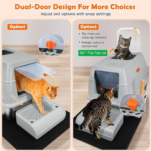 XL Stainless Steel Litter Box, Easy-Clean with Top Exit Design, Odor Control Litter Box with Fully Enclosed Design & Activated Charcoal Space, Trapping Box & Scoop Included (Blue) in Kuwait