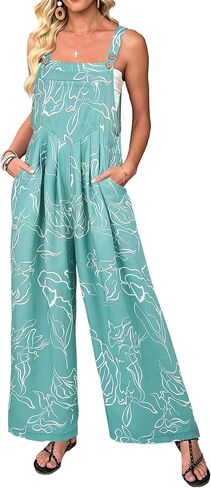 Womens Jumpsuits Overalls Wide Leg Casual Summer Outfits Sleeveless Straps Loose fit Floral Jumpsuits 2025 Black L in Saudi Arabia