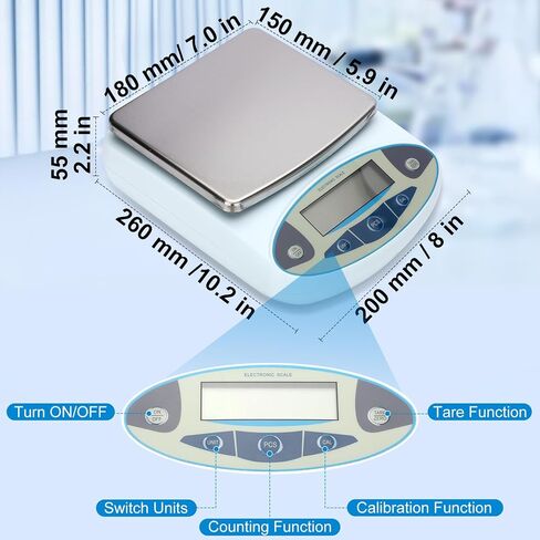 مقياس المختبر 5000G × 0.01G ، 13 وحدة 0.01 جم الدقة عالية الدقة التوازن التحليلي الرقمي ، مختبر إلكتروني دقة غرام المطبخ الرقمي/المجوهرات/المقياس العلمي in Kuwait