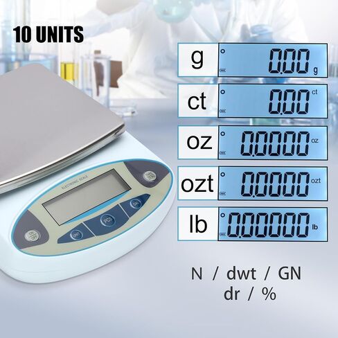 مقياس المختبر 5000G × 0.01G ، 13 وحدة 0.01 جم الدقة عالية الدقة التوازن التحليلي الرقمي ، مختبر إلكتروني دقة غرام المطبخ الرقمي/المجوهرات/المقياس العلمي in Kuwait