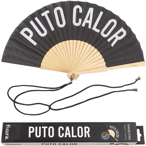 Fisura – Original Folding Fan F*cking climate change, Wooden Hand Fans for Women foldable - Blue Design for Raves, Festivals, Weedings - Hanger included, Size: 16.7 x 9 inches in Saudi Arabia