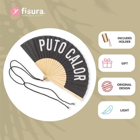 Fisura – Original Folding Fan F*cking climate change, Wooden Hand Fans for Women foldable - Blue Design for Raves, Festivals, Weedings - Hanger included, Size: 16.7 x 9 inches in Saudi Arabia