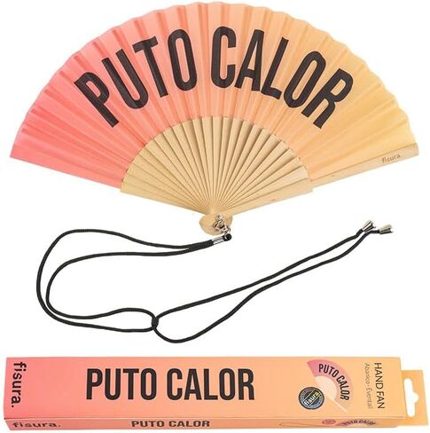 Fisura – Original Folding Fan F*cking climate change, Wooden Hand Fans for Women foldable - Blue Design for Raves, Festivals, Weedings - Hanger included, Size: 16.7 x 9 inches in Saudi Arabia