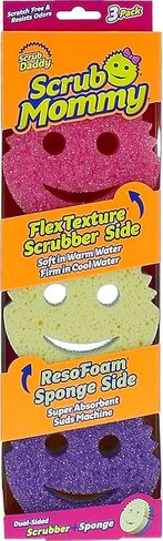 Scrub Daddy Scrub Mommy Sponges - Dish Scrubber + Non-Scratch Cleaning Sponges Kitchen, Bathroom + Multi-Surface Safe - Dual-Sided Dish Sponges for Scrubbing - Online Exclusive (3 Count) in Saudi Arabia