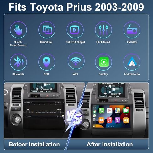 7" Touchscreen Double Din Android 13 Car Stereo Radio 4+64G Compatible Corolla 2000-2006 Wireless iOS Carplay Android Auto Car Radio Audio Receiver GPS Navigation Camera Mirror Link SWC in Saudi Arabia