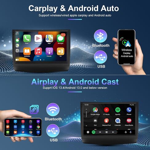 7" Touchscreen Double Din Android 13 Car Stereo Radio 4+64G Compatible Corolla 2000-2006 Wireless iOS Carplay Android Auto Car Radio Audio Receiver GPS Navigation Camera Mirror Link SWC in Saudi Arabia