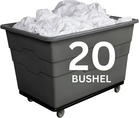 Commercial 20 Bushel Utility Cart with Steel Base, Poly Box Basket Truck, Laundry Cart, and Rolling Trash Bin, 51.5-Inch x 35.5-Inch x 36-Inch, 1000 Pound Weight Capacity, Gray in Kuwait