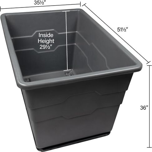 Commercial 20 Bushel Utility Cart with Steel Base, Poly Box Basket Truck, Laundry Cart, and Rolling Trash Bin, 51.5-Inch x 35.5-Inch x 36-Inch, 1000 Pound Weight Capacity, Gray in Kuwait