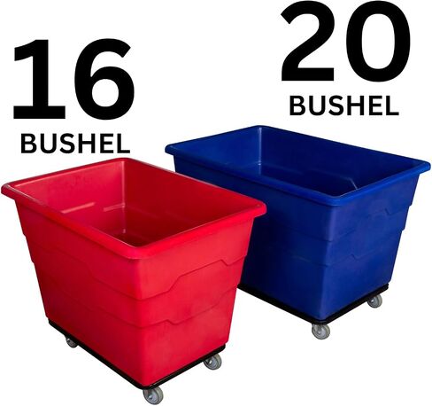 Commercial 20 Bushel Utility Cart with Steel Base, Poly Box Basket Truck, Laundry Cart, and Rolling Trash Bin, 51.5-Inch x 35.5-Inch x 36-Inch, 1000 Pound Weight Capacity, Gray in Kuwait