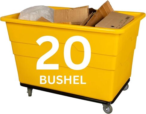 Commercial 20 Bushel Utility Cart with Steel Base, Poly Box Basket Truck, Laundry Cart, and Rolling Trash Bin, 51.5-Inch x 35.5-Inch x 36-Inch, 1000 Pound Weight Capacity, Gray in Kuwait