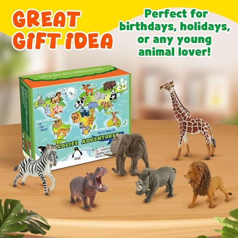 9 PCS Zoo Animal Toys for Kids 3-5 Realistic Plastic Wild Animal Figurine Toys Educational Learning Toy for Kids Boys Girls Toddlers in Kuwait