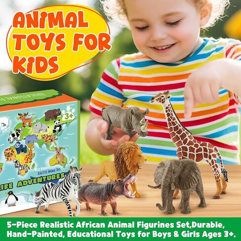9 PCS Zoo Animal Toys for Kids 3-5 Realistic Plastic Wild Animal Figurine Toys Educational Learning Toy for Kids Boys Girls Toddlers in Kuwait