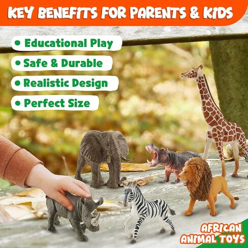 9 PCS Zoo Animal Toys for Kids 3-5 Realistic Plastic Wild Animal Figurine Toys Educational Learning Toy for Kids Boys Girls Toddlers in Kuwait