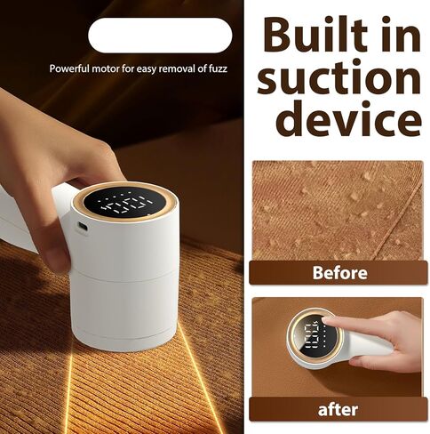 M-MAX Electric Lint Remover, 5-Speed Adjustable Fabric Shaver with LED Display,6 Leaf Blades Reusable Portable Clothes Shaver for Furniture/Carpets/Coats - Eco-Friendly Pet Owners Essential,White in Saudi Arabia