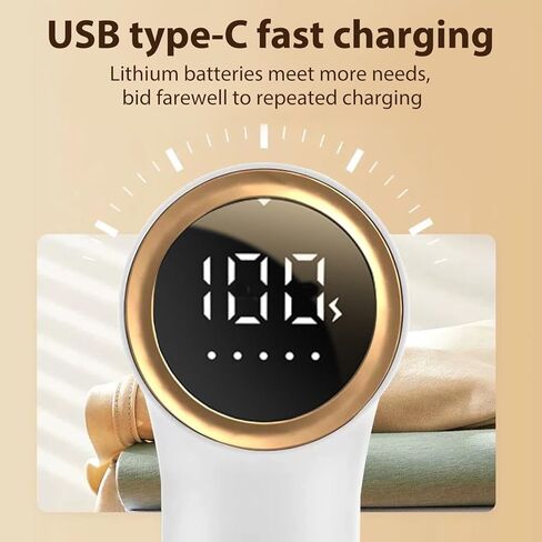 M-MAX Electric Lint Remover, 5-Speed Adjustable Fabric Shaver with LED Display,6 Leaf Blades Reusable Portable Clothes Shaver for Furniture/Carpets/Coats - Eco-Friendly Pet Owners Essential,White in Saudi Arabia
