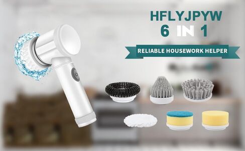 Electric Spin Scrubber - Shower Scrubber,Bathroom Scrubber Electric,for Cleaning Tub, Floor, Tile, Window, Sink, Kitchen Cleaning with 6 Electric Cleaning Brush Head (6) in Kuwait