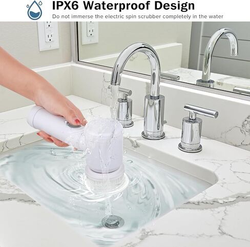 Electric Spin Scrubber - Shower Scrubber,Bathroom Scrubber Electric,for Cleaning Tub, Floor, Tile, Window, Sink, Kitchen Cleaning with 6 Electric Cleaning Brush Head (6) in Kuwait
