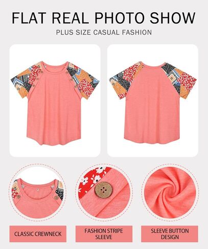 RITERA Plus Size Tops for Women Blouse Button Summer Crewneck Short Sleeve Fashion Casual T-Shirts Pullover XL-5XL in Kuwait